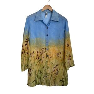 Gideon Oberson Womens Beachwear Coverup Tunic Top Sz Small Wildflower Resortwear